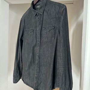 All Saints faded denim long sleeve shirt